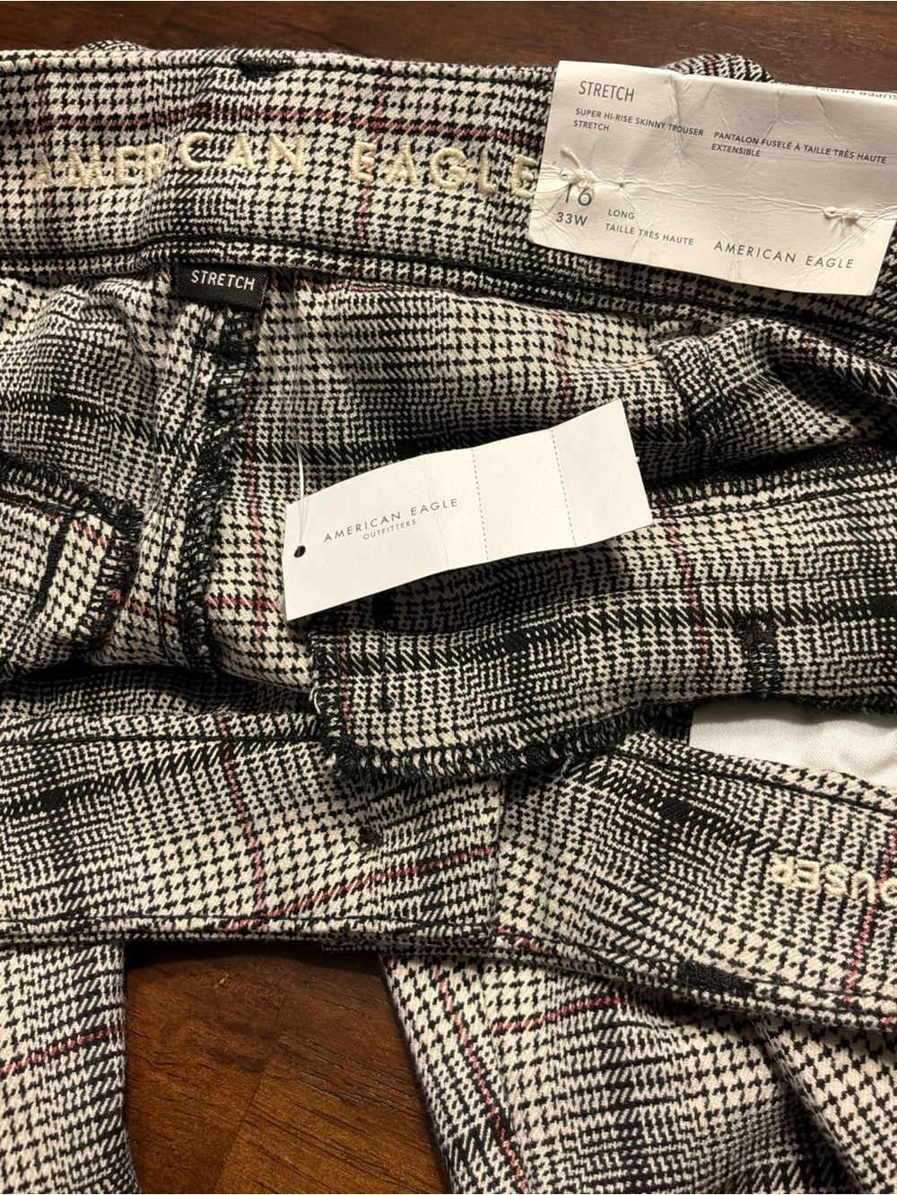 American Eagle Outfitters Women's Plaid Dress Pants -Gray, Black, Brown Size W33 - Picture 5 of 7